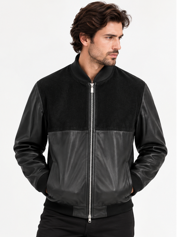 Bomber in pelle & camoscio JASON