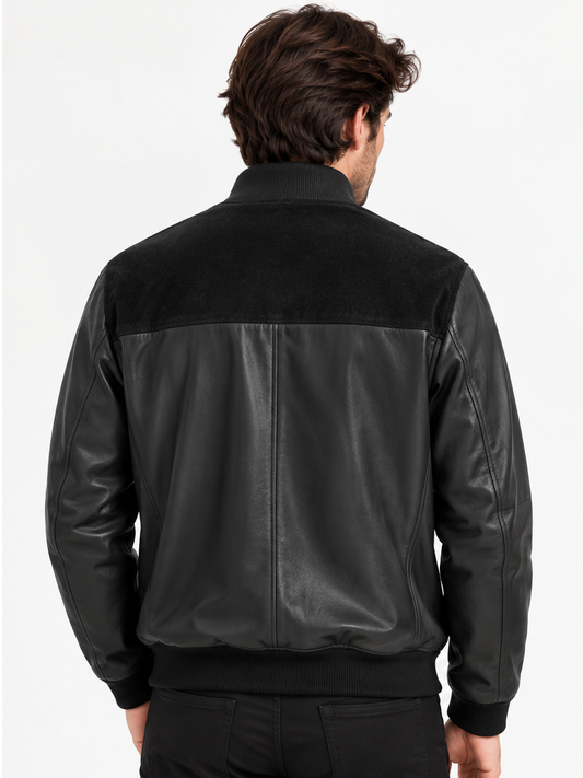Bomber in pelle & camoscio JASON